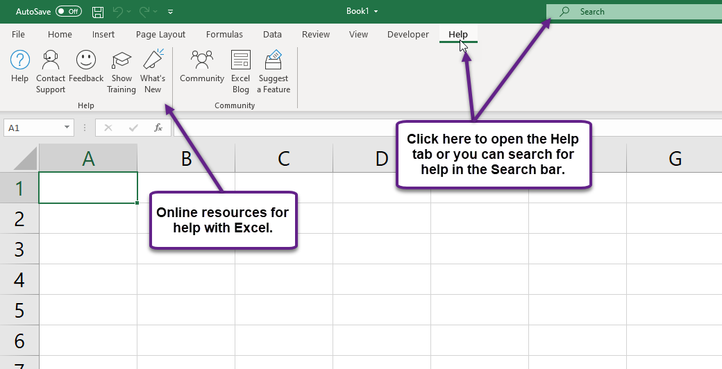 Figure 1.15 Excel Help Window