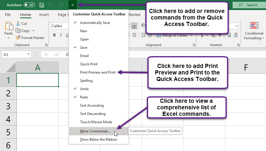 Figure 1.8 Customizing the Quick Access Toolbar