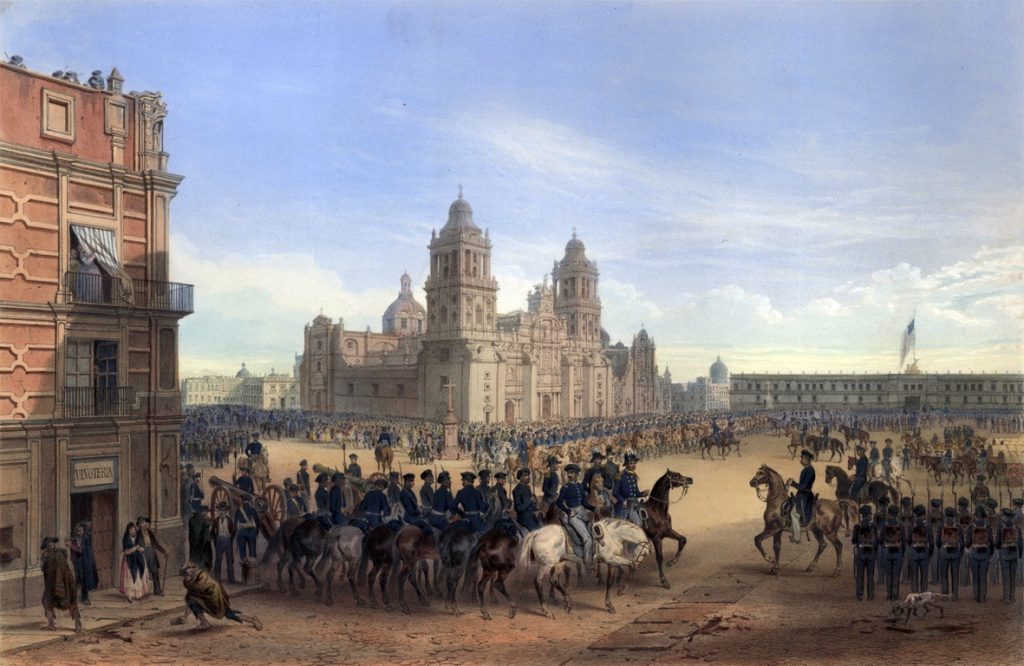 This lithograph from 1851 depicts General Wilfred Scott and his forces entering Mexico.