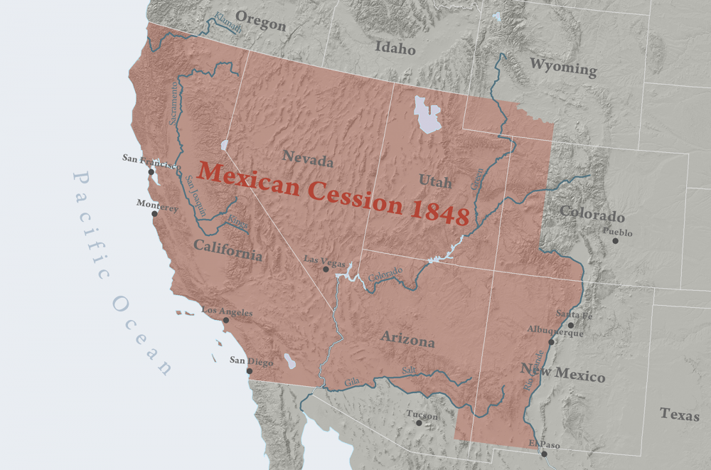 This is a map depicting the territory included in the Mexican Cession of 1848.