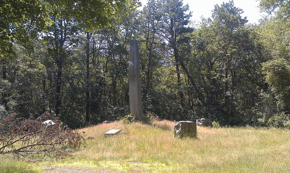 This photograph of the Great Swamp Fight monument depicts the present-day memorial marking the location of the 1675 Great Swamp Fight between 1000 Englishmen and the neutral Narragansetts during King Philip’s War.