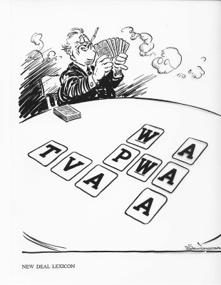 1935 cartoon by Vaughn Shoemaker parodying New Deal’s alphabetical agencies