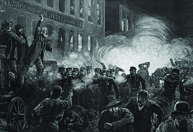 The Haymarket affair, as it was known, began as a rally for the eight-hour workday. But when police broke it up, someone threw a bomb into the crowd, causing mayhem. The organizers of the rally, although not responsible, were sentenced to death. The affair and subsequent hangings struck a harsh blow against organized labor.