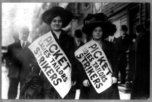 Two women strikers on picket line during the “Uprising of the 20,000″, garment workers strike, New York City, 1910.