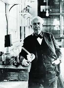 Edison, seen here with his incandescent light bulb, which he invented in 1879, Edison produced many inventions that subsequently transformed the country and the world.