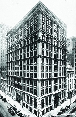 The Home Insurance Building in Chicago, considered the first modern skyscraper.