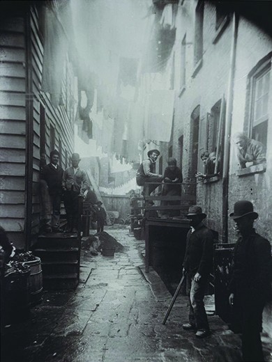 Bandit’s Roost (1888), taken on Mulberry Street in the infamous Five Points neighborhood of Manhattan’s Lower East Side.